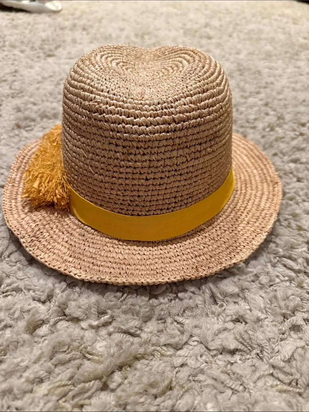 Tory Burch Raffia Sun Hat Yellow Trim
